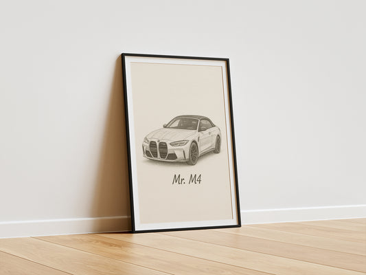 Custom Car Drawing Personalised Portrait Charcoal - Handmade