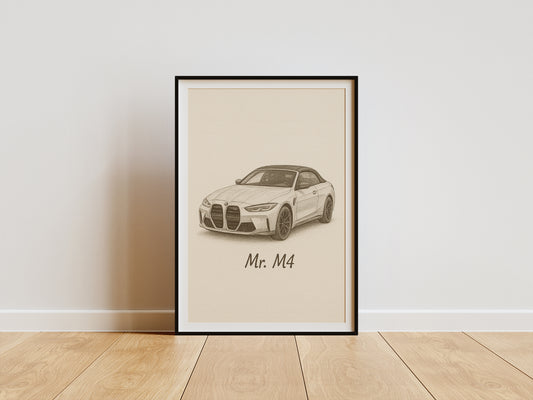 Custom Car Drawing Personalised Portrait Charcoal - Handmade
