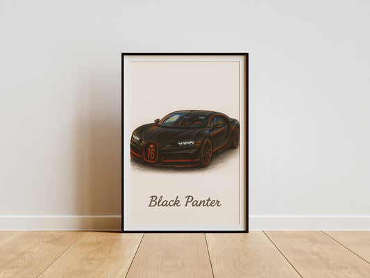 Custom Car Drawing Personalised Portrait Charcoal (Color Details) - Handmade
