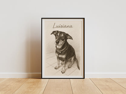 Retrato de mascota personalizado al carbón - Hecho a mano (Solo para WhatsApp)